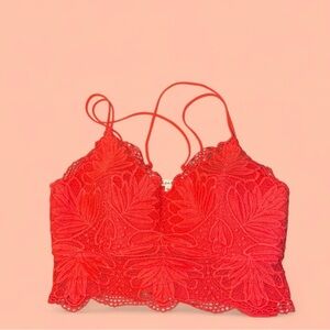 Coral Lace Bralette Cropped Camisole